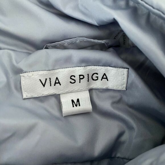 Via Spiga Womens Quilted Cargo Jacket Front Pockets Moonstone Grey M Medium - Picture 7 of 9